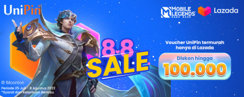 Voucher UniPin Termurah hanya di Lazada – Promo Diskon 5% hingga Rp 100.000 di 8.8 Sale Lazada